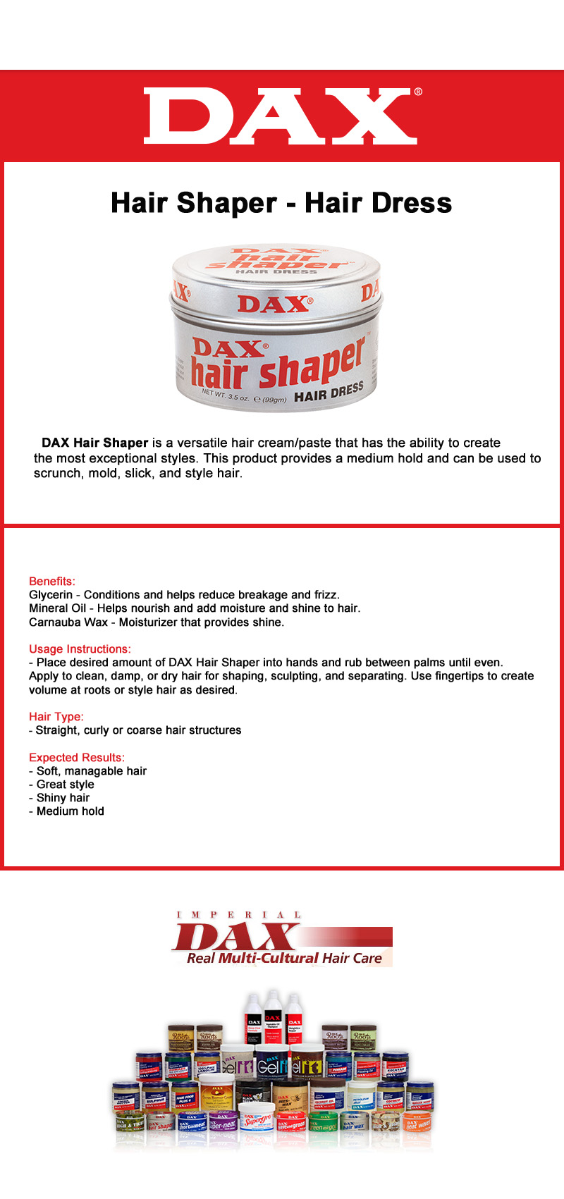 DAX Hair Shaper  - Canada wide beauty supply online store for wigs,  braids, weaves, extensions, cosmetics, beauty applinaces, and beauty cares